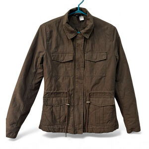 H&M Divided Olive Utility Jacket Women’s 4 Military Cargo Safari Layering Trendy